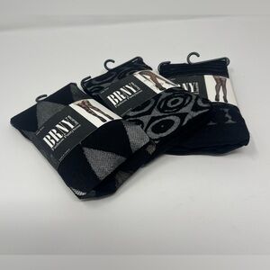 3 x BRNY Collection Fashion Pantyhose Thigh High Tights One Size 5'-5'10" NEW